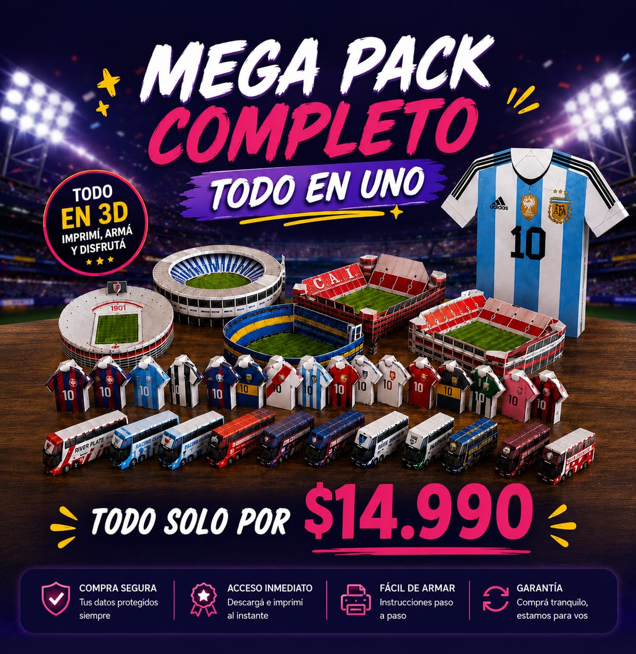 Mega Pack 5 canchas del futbol Argentino